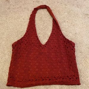 maroon halter top